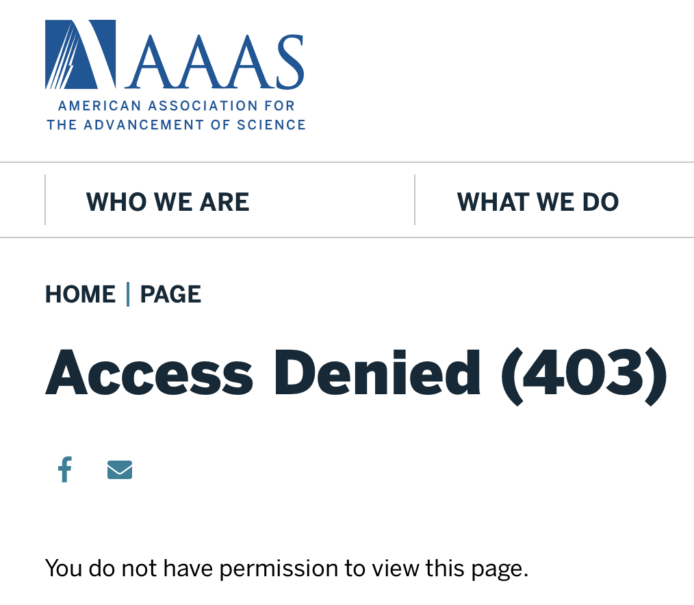 AAAS award announcement 403 error screenshot